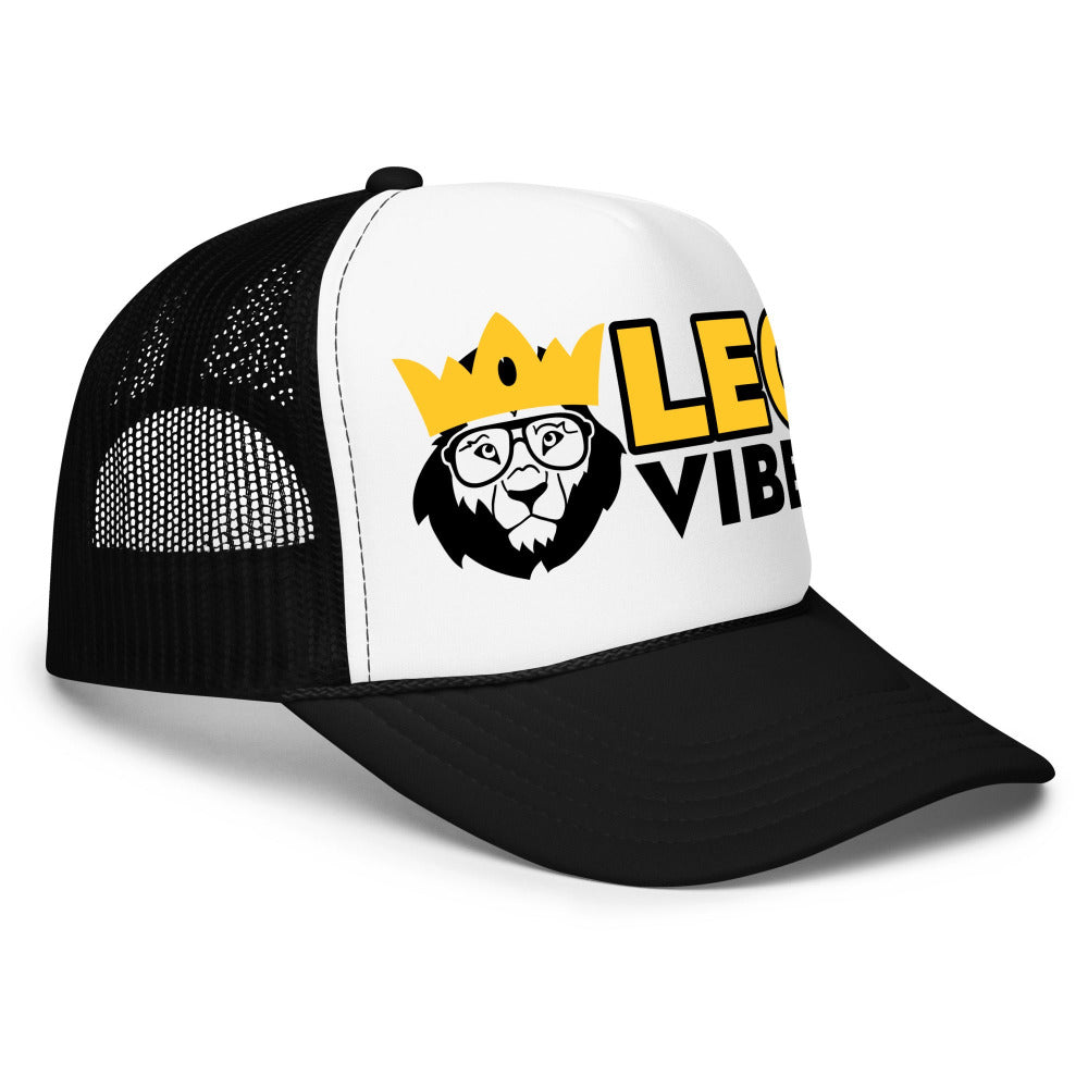 Leo Vibes Foam Trucker Hat - Black/White/Black Color - https://ascensionemporium.net